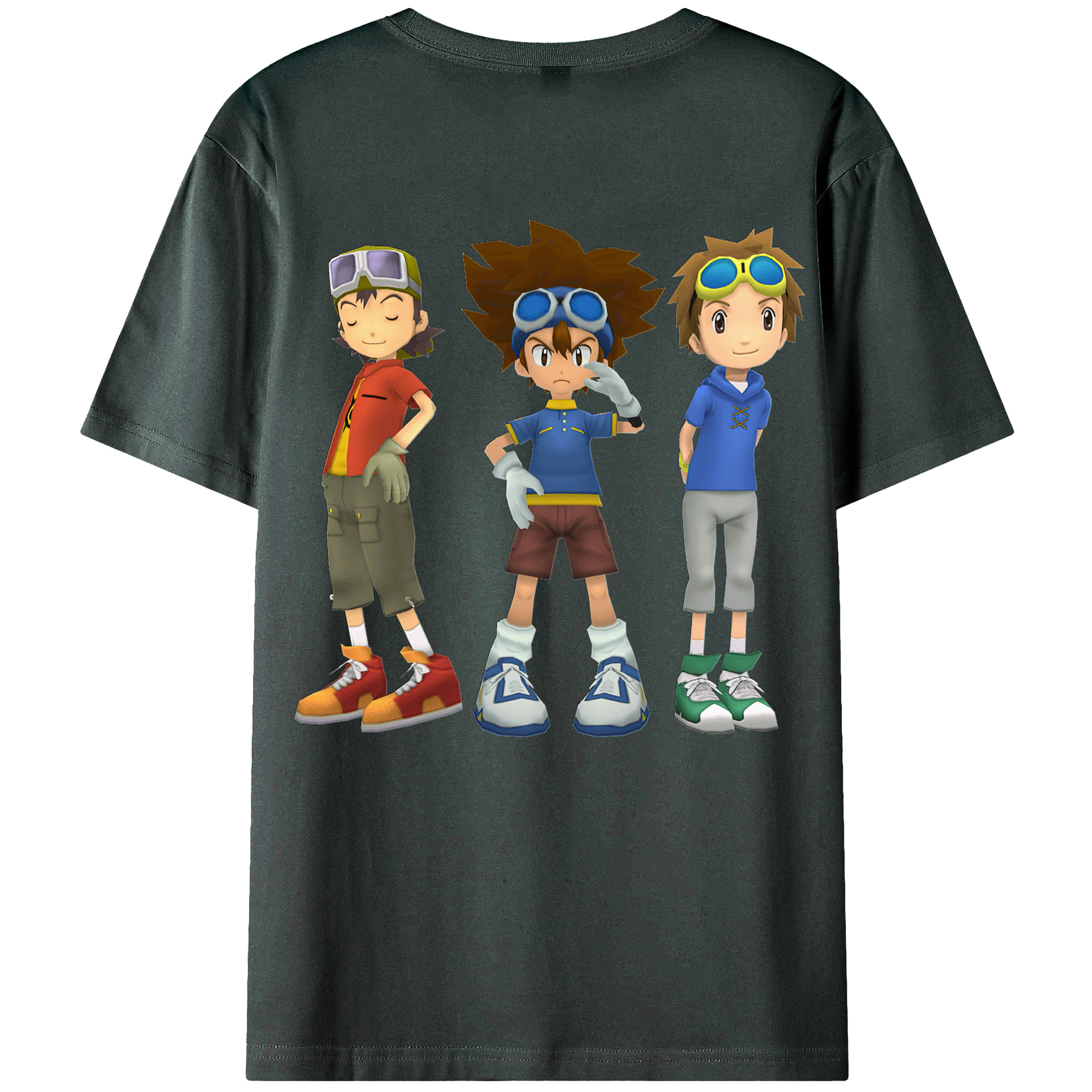 （画像用） Digimon デジタルモンスター/デジモン 綿100％ メンズ半袖Tシャツ（バックプリント） 通気性